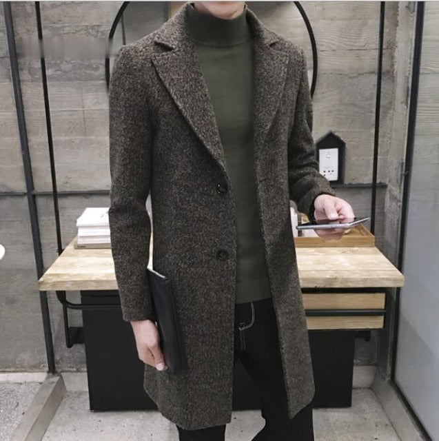 New Long Trench Coat 40 %Wool Quality Thick Warm Trench Coat Male Jackets 5xl Men Windbreak Winter Fashion Mens Overcoat