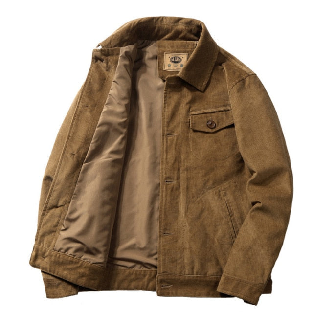 maoxiangshop Fashion Winter Bomber Cotton Jacket Men's Coats Casual Mens Clothing Corduroy Outwear Warm Padded Thermal Jackets