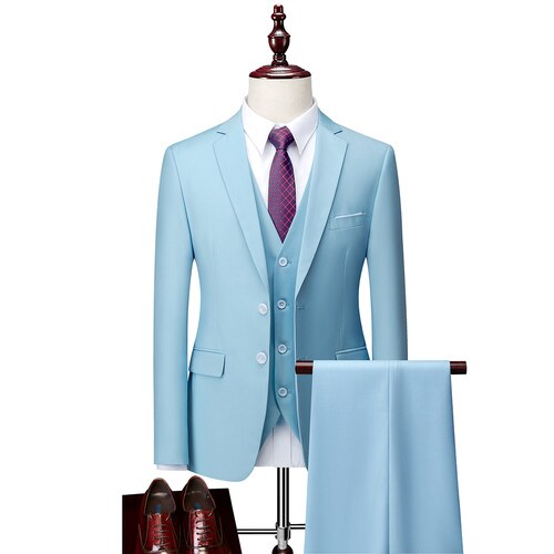 12 color (Jackets+Vest+Pants) Fashion Men high quality Pure cotton business Blazers/Male Slim 3 Piece suit /Groom Dress Tuxedo