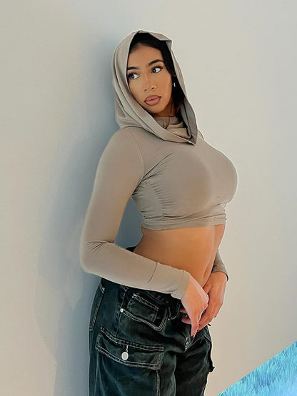 maoxiangshop Plain Long Sleeve Hoodie