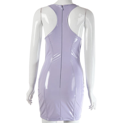 2025 Express  New supply, crew neck PU sexy slim dress, spring and summer women's clothing