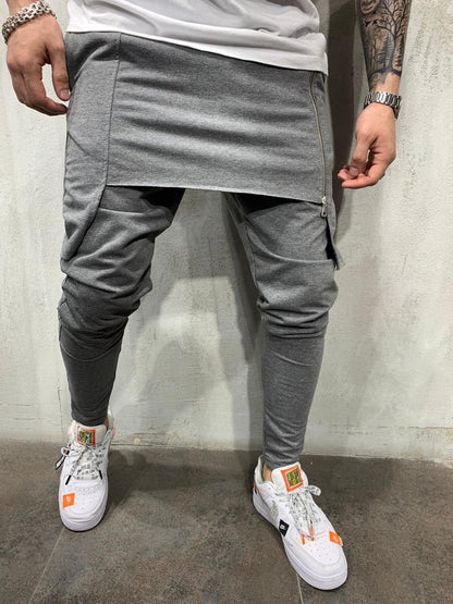 maoxiangshop-shop picture day outfit New Men's Slim-Fit Personality Casual Two-Layer Sports Trousers Men