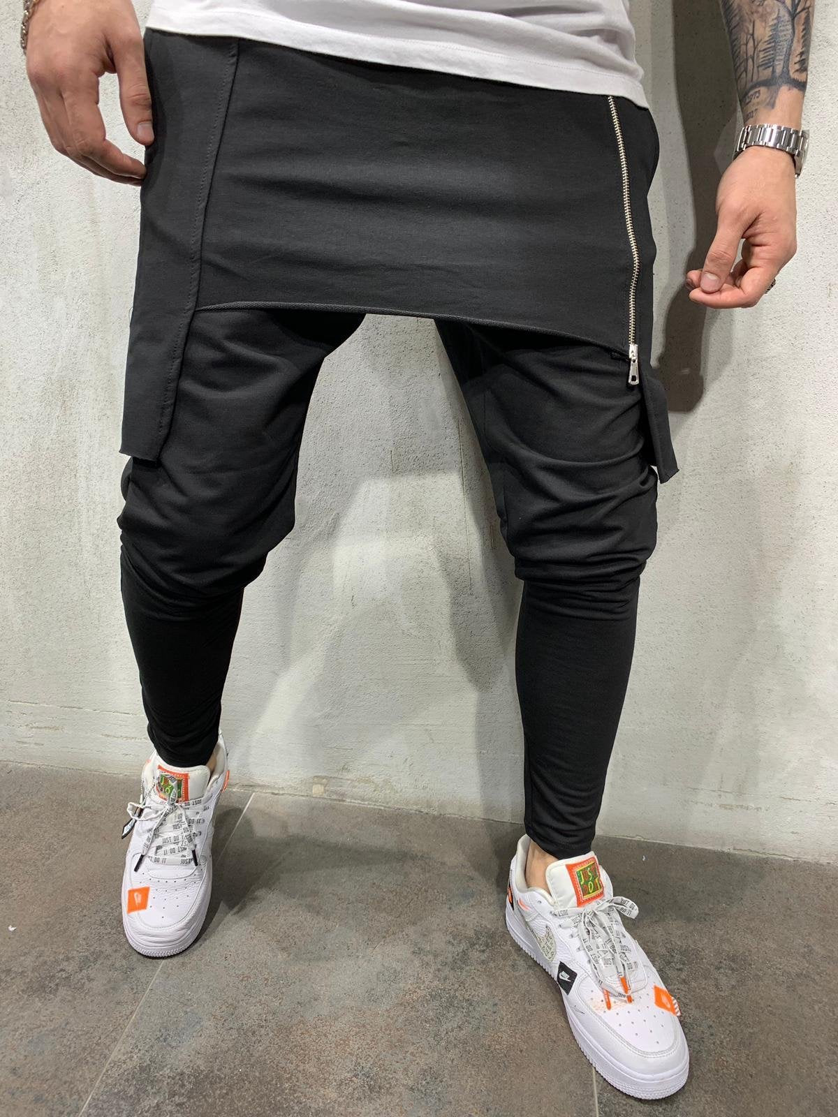 maoxiangshop-shop picture day outfit New Men's Slim-Fit Personality Casual Two-Layer Sports Trousers Men
