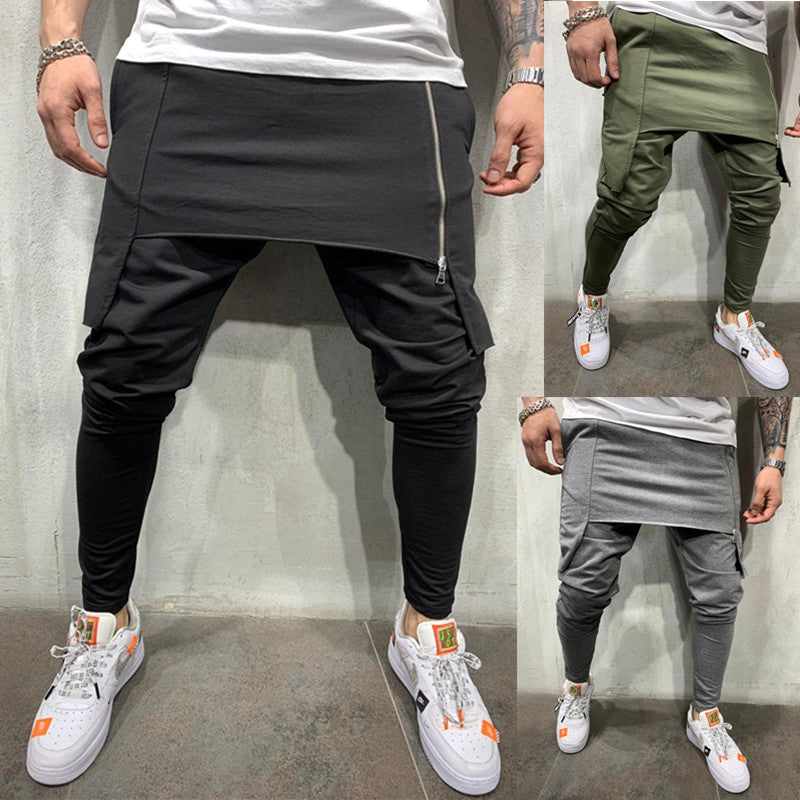maoxiangshop-shop picture day outfit New Men's Slim-Fit Personality Casual Two-Layer Sports Trousers Men