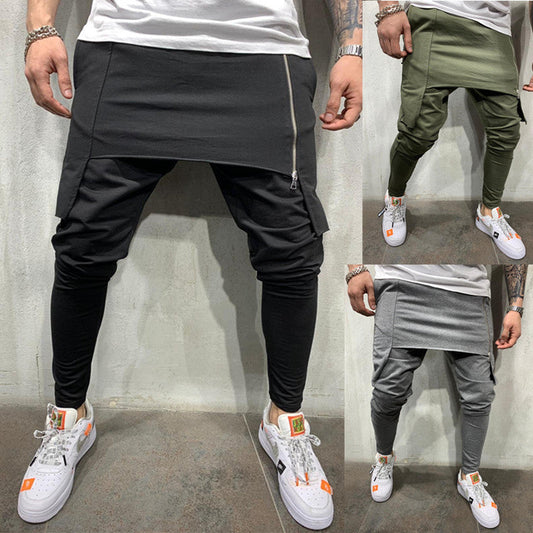 maoxiangshop-shop picture day outfit New Men's Slim-Fit Personality Casual Two-Layer Sports Trousers Men