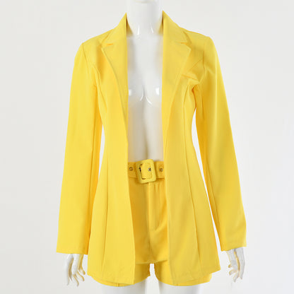2025 Cross-border hot sale  autumn and winter new women's suit casual loose suit high waist hip shorts two-piece women's suit