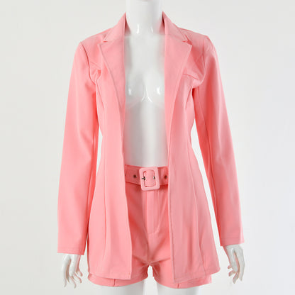 2025 Cross-border hot sale  autumn and winter new women's suit casual loose suit high waist hip shorts two-piece women's suit
