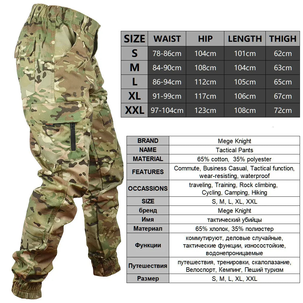 Men's Pants Mege Tactical Camouflage Joggers Outdoor Ripstop Cargo Pants Working Clothing Hiking Hunting Combat Trousers Men's Streetwear 230811