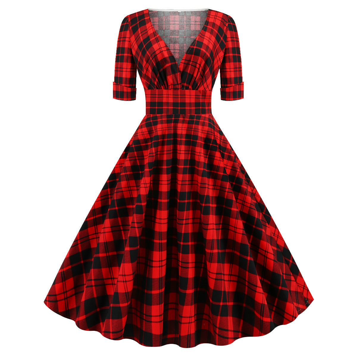 maoxiangshop pop culture dress to impress Plaid Printed Christmas Autumn and Winter Women's Clothing Ins Stitching Dress Pettiskirt