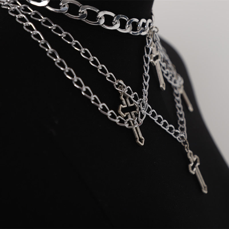 2025 Popular,  ins Popular trade New hollow cross chain necklace simple neck chain fb1012