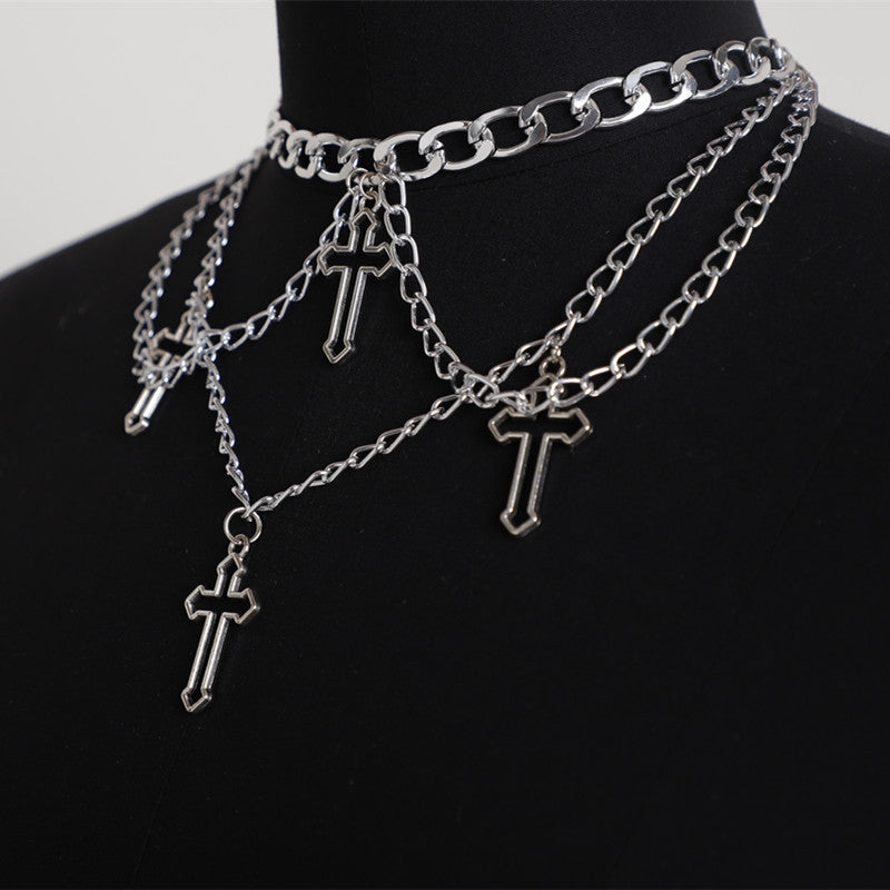 2025 Popular,  ins Popular trade New hollow cross chain necklace simple neck chain fb1012