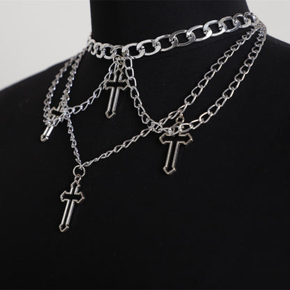 2025 Popular,  ins Popular trade New hollow cross chain necklace simple neck chain fb1012
