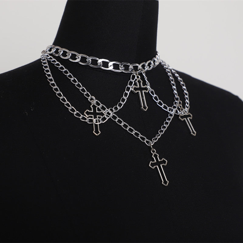 2025 Popular,  ins Popular trade New hollow cross chain necklace simple neck chain fb1012