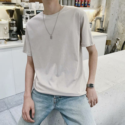 maoxiangshop-shop streetwear men outfits Summer Irregular Short Sleeve T-shirt Men's Fashion Brand Trendy Loose Ins American Retro Top Hong Kong Style Harajuku Half Sleeve