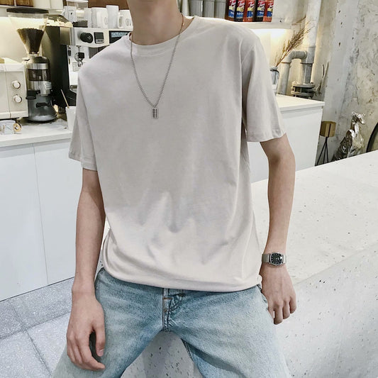 maoxiangshop-shop streetwear men outfits Summer Irregular Short Sleeve T-shirt Men's Fashion Brand Trendy Loose Ins American Retro Top Hong Kong Style Harajuku Half Sleeve