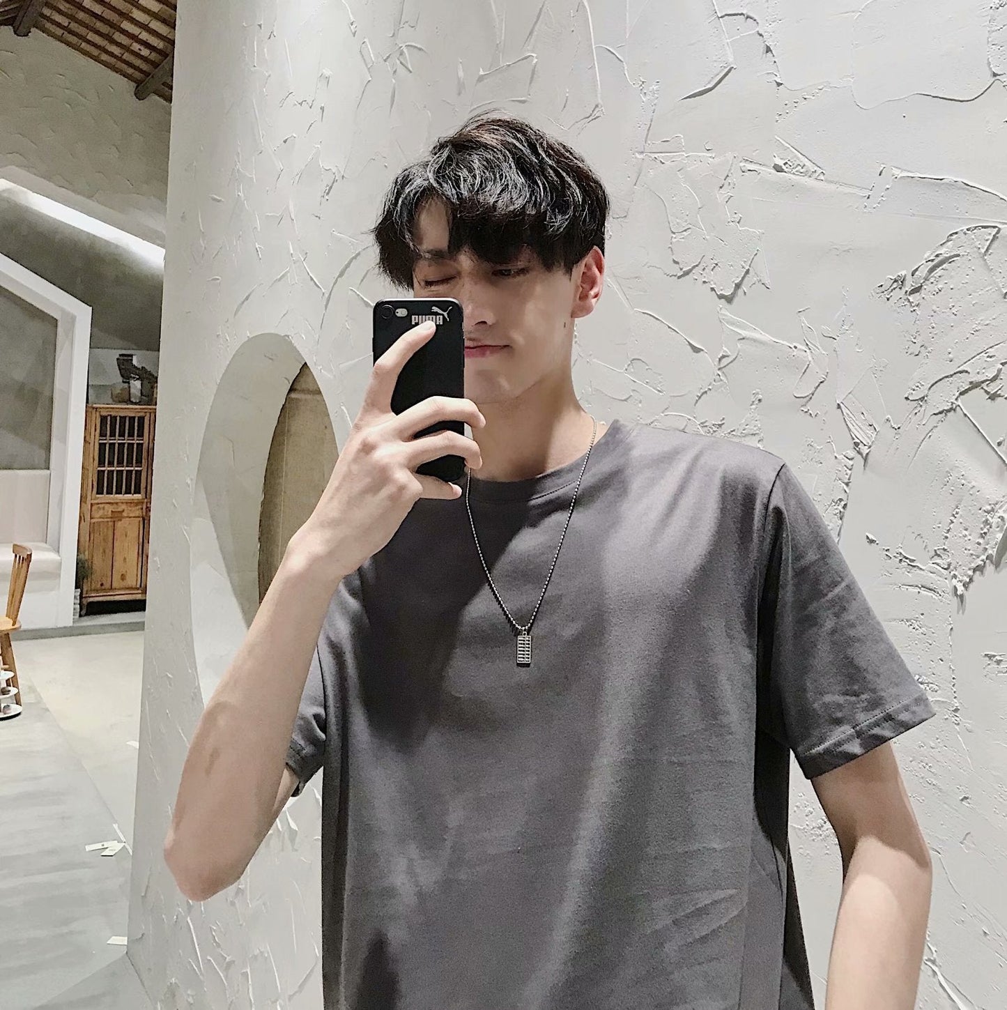 maoxiangshop-shop streetwear men outfits Summer Irregular Short Sleeve T-shirt Men's Fashion Brand Trendy Loose Ins American Retro Top Hong Kong Style Harajuku Half Sleeve