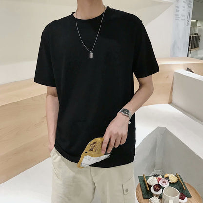 maoxiangshop-shop streetwear men outfits Summer Irregular Short Sleeve T-shirt Men's Fashion Brand Trendy Loose Ins American Retro Top Hong Kong Style Harajuku Half Sleeve