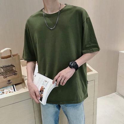 maoxiangshop-shop streetwear men outfits Summer Irregular Short Sleeve T-shirt Men's Fashion Brand Trendy Loose Ins American Retro Top Hong Kong Style Harajuku Half Sleeve