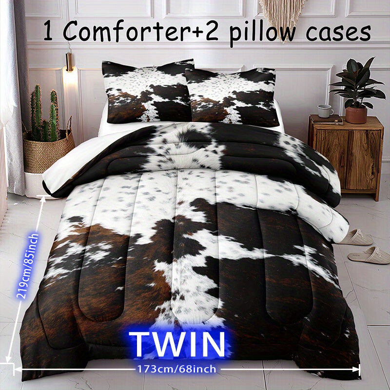 Chic Imitation Fur 3-Piece Bedding Set - Soft, Easy-Care Comforter & Pillowcases for Bedroom Elegance