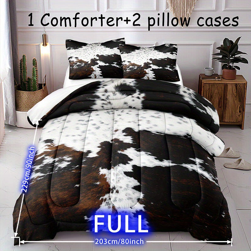 Chic Imitation Fur 3-Piece Bedding Set - Soft, Easy-Care Comforter & Pillowcases for Bedroom Elegance