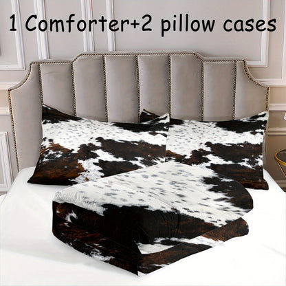 Chic Imitation Fur 3-Piece Bedding Set - Soft, Easy-Care Comforter & Pillowcases for Bedroom Elegance