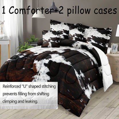 Chic Imitation Fur 3-Piece Bedding Set - Soft, Easy-Care Comforter & Pillowcases for Bedroom Elegance