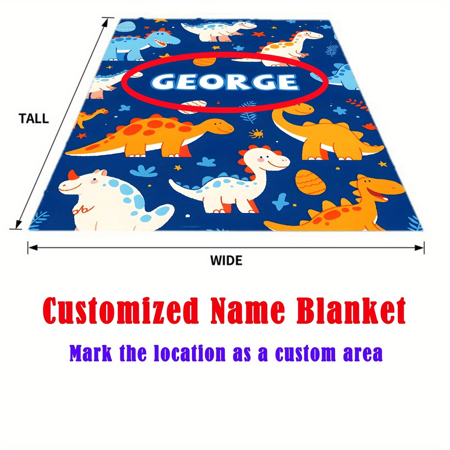 Personalized Little Dinosaur Blanket - Perfect for Little Boys! Lightweight Flannel Throw for Sofa, Bed, Travel, Camping, Livingroom, Office, Couch, Chair, and Bed - Digital Printing Fleece Blanket with Soft and Warm Flannel Fabric