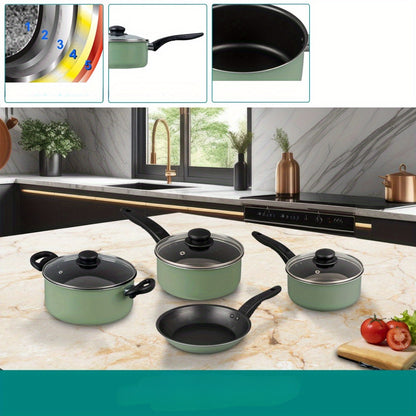7-piece non-stick pan set: black aluminum, kitchen cooking, a combination of fashion and practicality