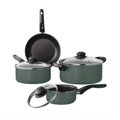 7-piece non-stick pan set: black aluminum, kitchen cooking, a combination of fashion and practicality