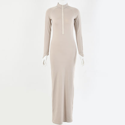 2025 INS fashion explosion Popular trade women's dress autumn  new female sexy tight zipper long sleeve step dress