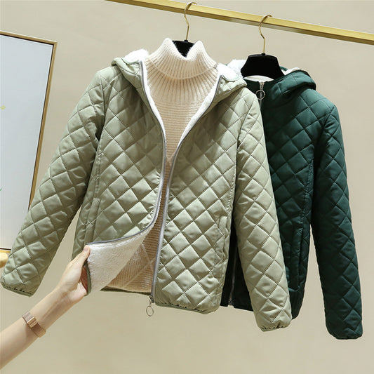 Fleece and thickened hooded cotton-padded clothes women's 2024 winter clothes new women's clothing Korean version thin cotton-padded clothes small cotton-padded jackets women's jackets