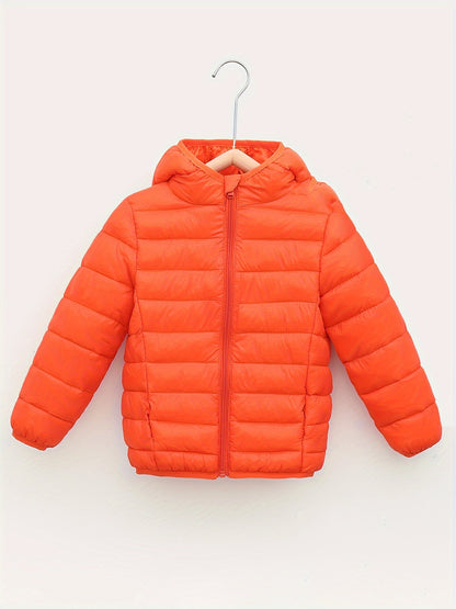 Boys Lightweight Solid Color Hooded Coat - Warm, Water-Resistant, and Breathable Zipper Jacket for Fall and Winter - Perfect for Outdoor Play and Casual Wear