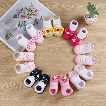 1 Pair Of Baby's Cotton Blend Fashion Cute Pattern Low-cut Socks, Comfy Breathable Princess Style Thin Socks For Spring And Summer