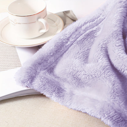 1pc Polar Fleece Luxury Throw Blanket, Lilac Purple Solid Color Cozy Super Soft And Warm Plush Microfiber 280GSM Blanket For Bed Sofa Couch