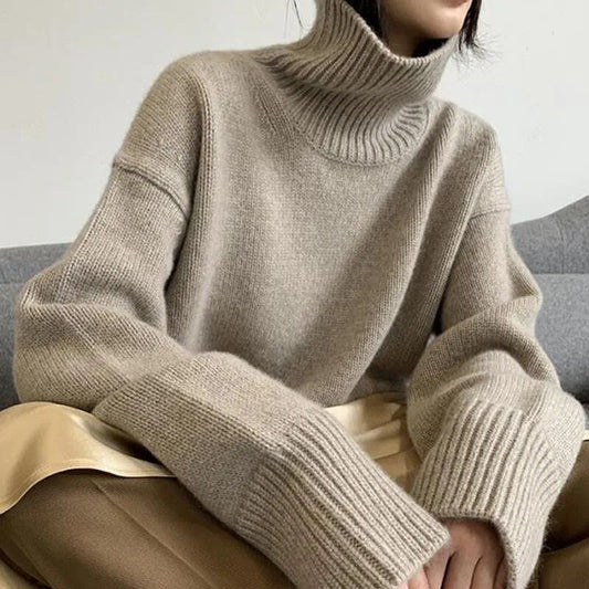 maoxiangshop2023 Autumn and Winter New Thick Cashmere Sweater Women High Neck Pullover Sweater Warm Loose Knitted Base Sweater Jacket Tops