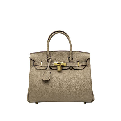 2025 H home platinum bag lychee pattern leather bag women's  new first-layer cowhide fashion portable New Year's wedding bag