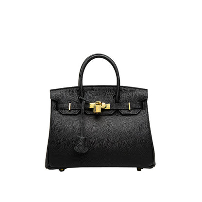 2025 H home platinum bag lychee pattern leather bag women's  new first-layer cowhide fashion portable New Year's wedding bag