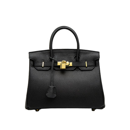 2025 H home platinum bag lychee pattern leather bag women's  new first-layer cowhide fashion portable New Year's wedding bag