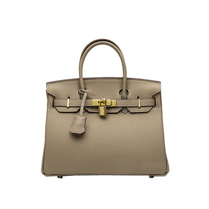 2025 H home platinum bag lychee pattern leather bag women's  new first-layer cowhide fashion portable New Year's wedding bag