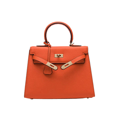 2025 new platinum bag lychee pattern first layer cowhide trendy Kelly single shoulder oblique span portable  bag women