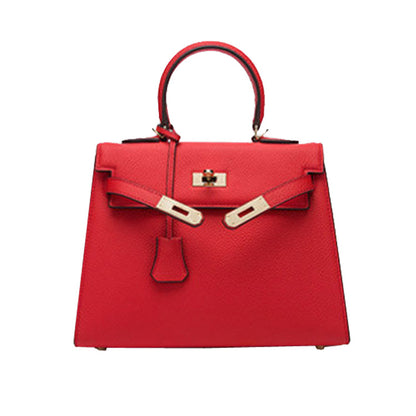 2025 new platinum bag lychee pattern first layer cowhide trendy Kelly single shoulder oblique span portable  bag women