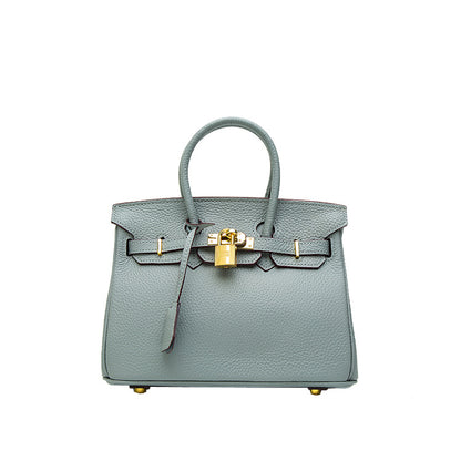 2025 H home platinum bag lychee pattern leather bag women's  new first-layer cowhide fashion portable New Year's wedding bag
