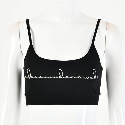2025 women's clothing autumn sexy printed top vest New Popular trade backless sleeveless navel vest small suspenders