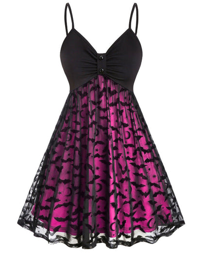 maoxiangshop alien invasion dress to impress Women plus Size Gothic Dress Sexy Neon Bat Leash Dress Halloween Party Dress