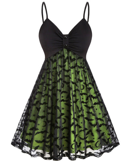 maoxiangshop alien invasion dress to impress Women plus Size Gothic Dress Sexy Neon Bat Leash Dress Halloween Party Dress