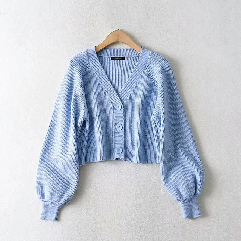 maoxiangshop summer outfits inspo Sweater Women's Net Red Women's Clothing Spring and Autumn New Lantern Sleeve Loose Sweater Single-Breasted Short Coat