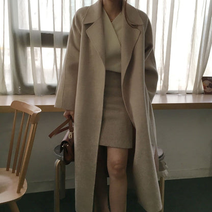 maoxiangshop dti outfits Double-Sided Cashmere Coat for Women 2024 New Small Mid-Length Autumn and Winter Elegant High-End Woolen Coat