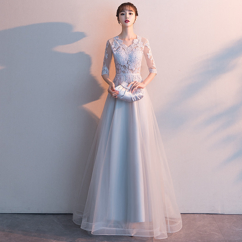Temperament evening dress women's 2025 spring and summer new banquet elegant long black socialite annual meeting thin dress dress