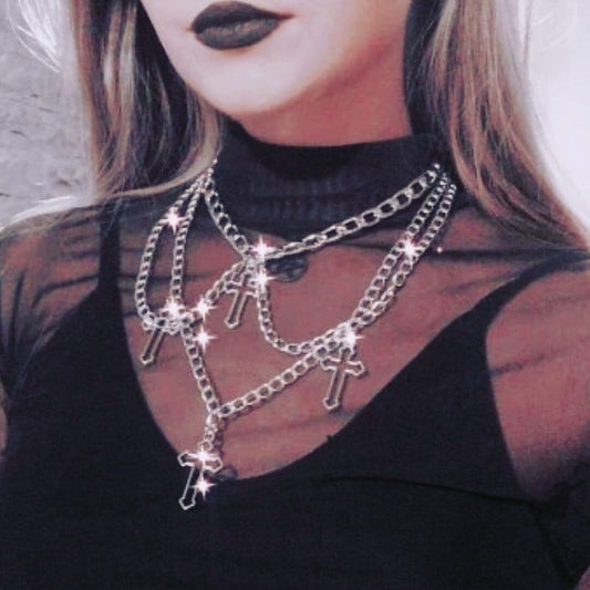 2025 Popular,  ins Popular trade New hollow cross chain necklace simple neck chain fb1012