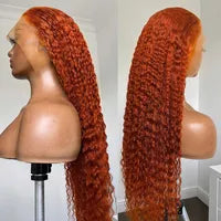 Long #4/27 Highlight Colored Human Hair Wigs Ombre Blonde Kinky Curly Lace Front Synthetic Wig For Black Women